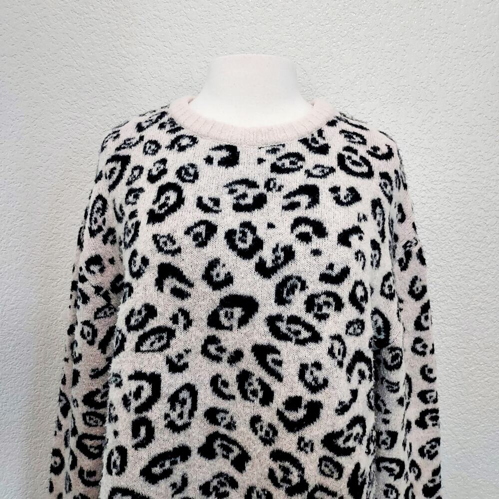 Altuzarra Wool Blend Cream w/Black Leopard Print Sweater Size L